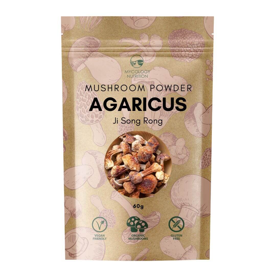 Agaricus Mushroom. Mushroom powder