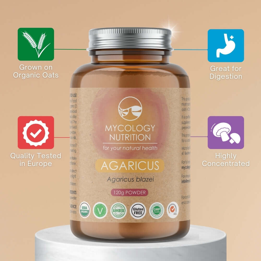 Agaricus Mushroom Powder - potentially great for digestion; quality tested in Europe.