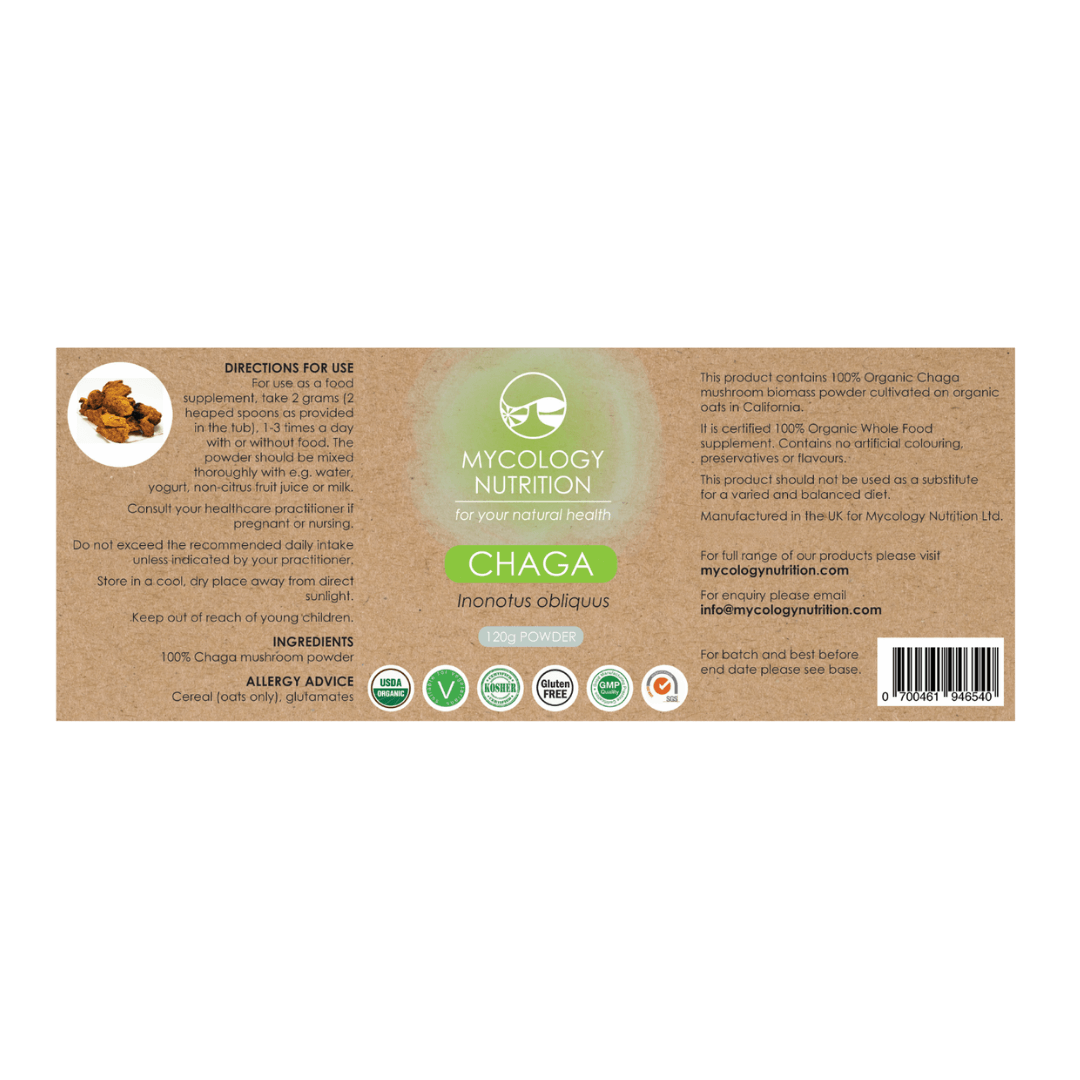 Chaga Mushroom Powder - directions for use, ingredients and allergy advice