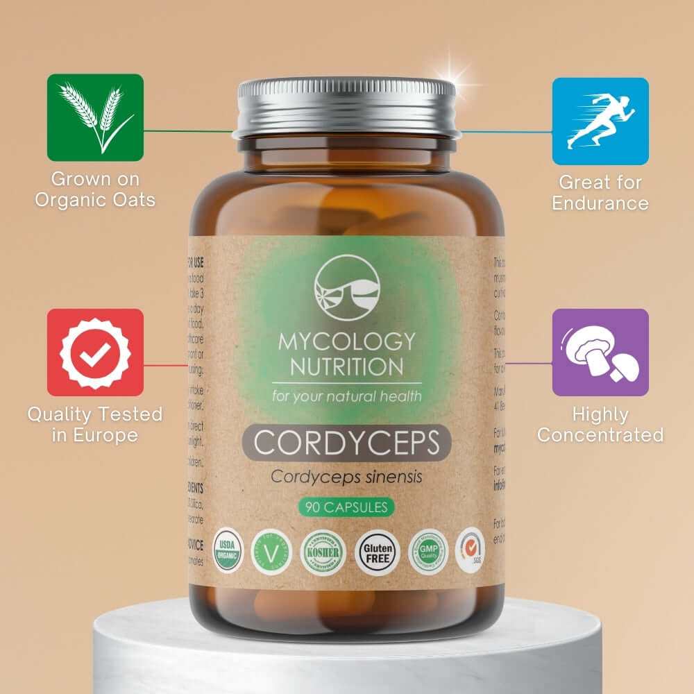 Cordyceps Mushroom Capsules in eco-friendly packaging
