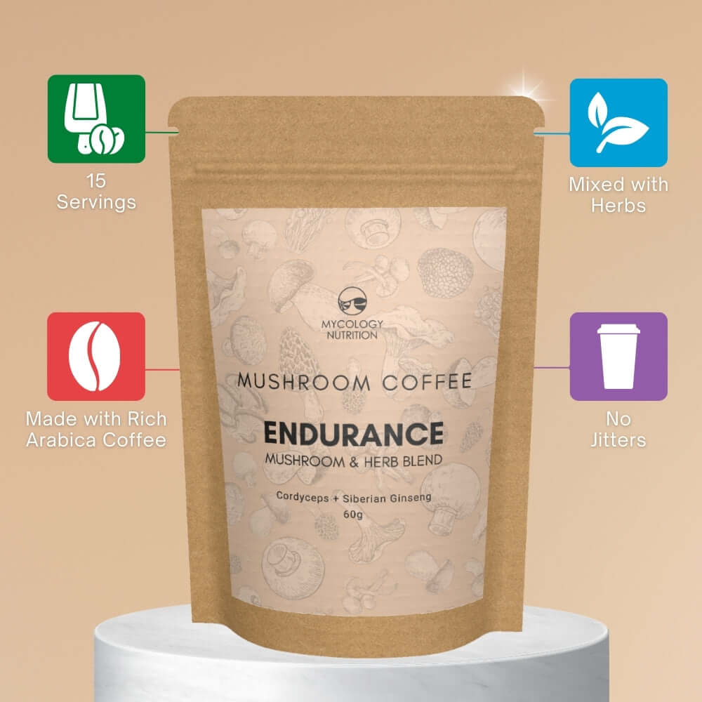 Endurance Mushroom Coffee - 15 servings, mixed with herbs