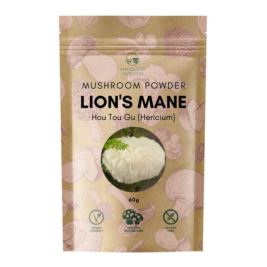 Lion's Mane Mushroom (Hericium/Hou Tou Gu 猴头菇) Powder (60g) - vegan friendly, organic mushrooms