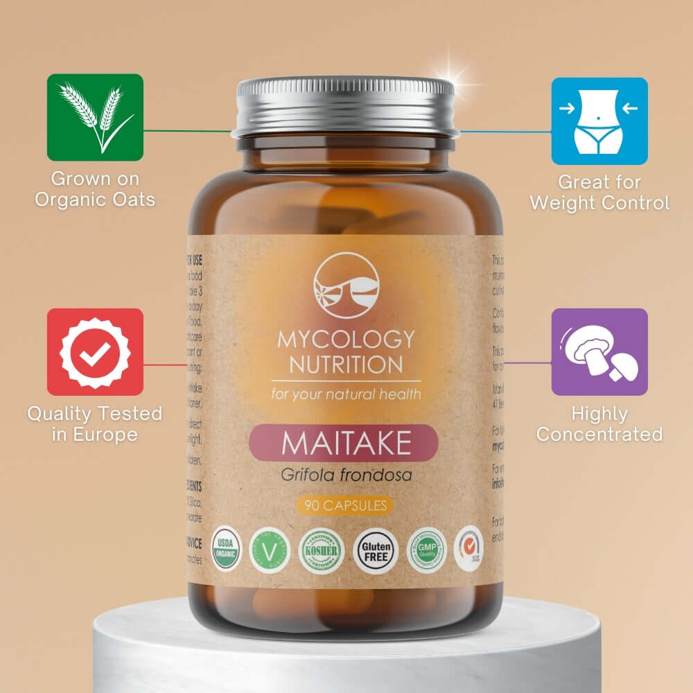Maitake Mushroom - great for weight control, grown on organic oats, highly concentrated