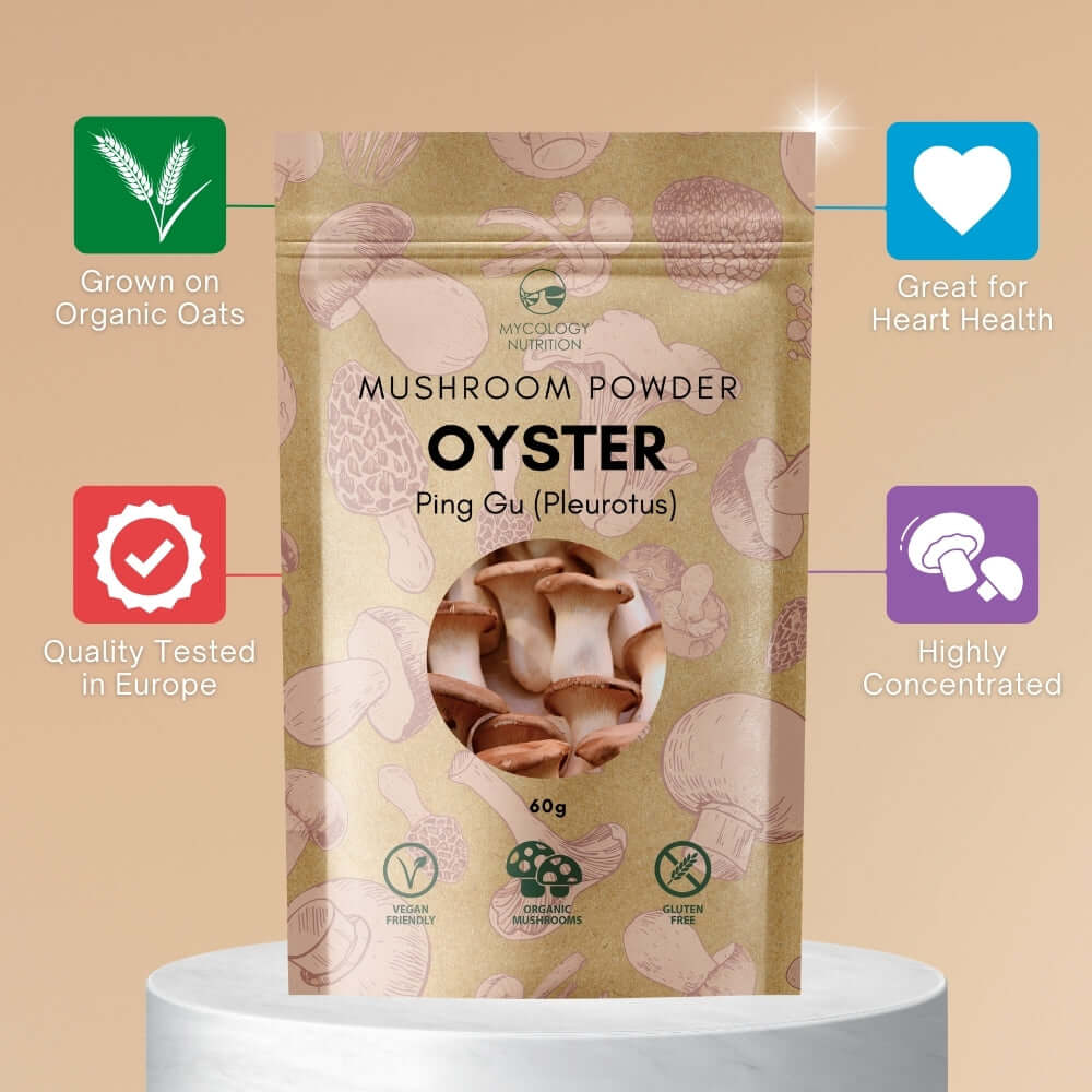 Oyster Mushroom Powder - potentially great for heart health and grown on organic oats
