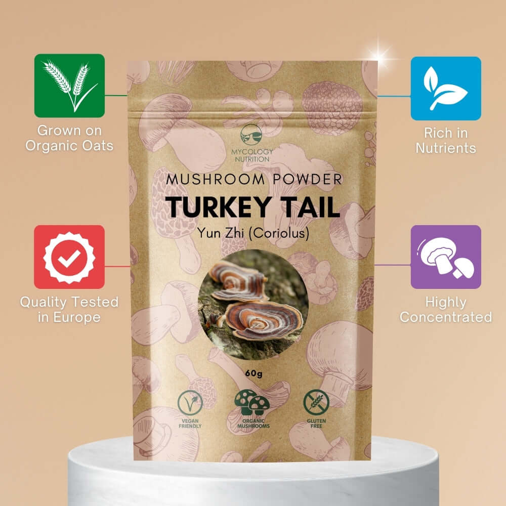Turkey Tail Mushroom Powder - potentially rich in nutrients and quality tested in Europe