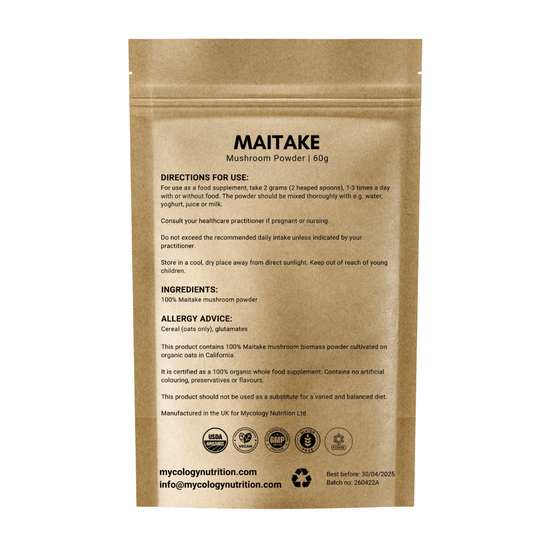 Maitake Mushroom (Hui Shu Hua 灰树花) Powder (60g) - directions for use, ingredients and allergy advice