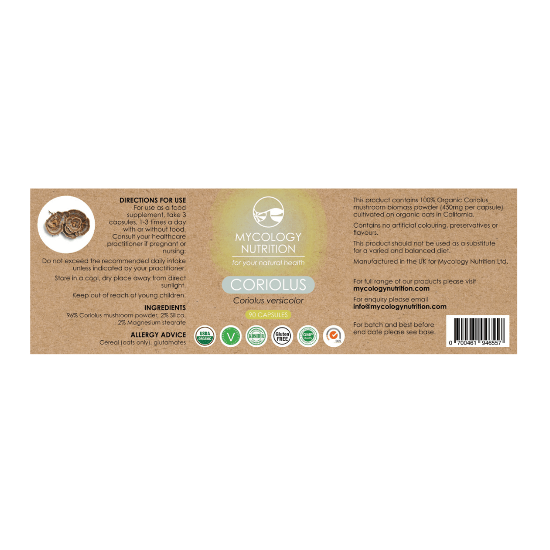 Turkey Tail (Coriolus) Mushroom Supplements | 100% Organic Mushroom