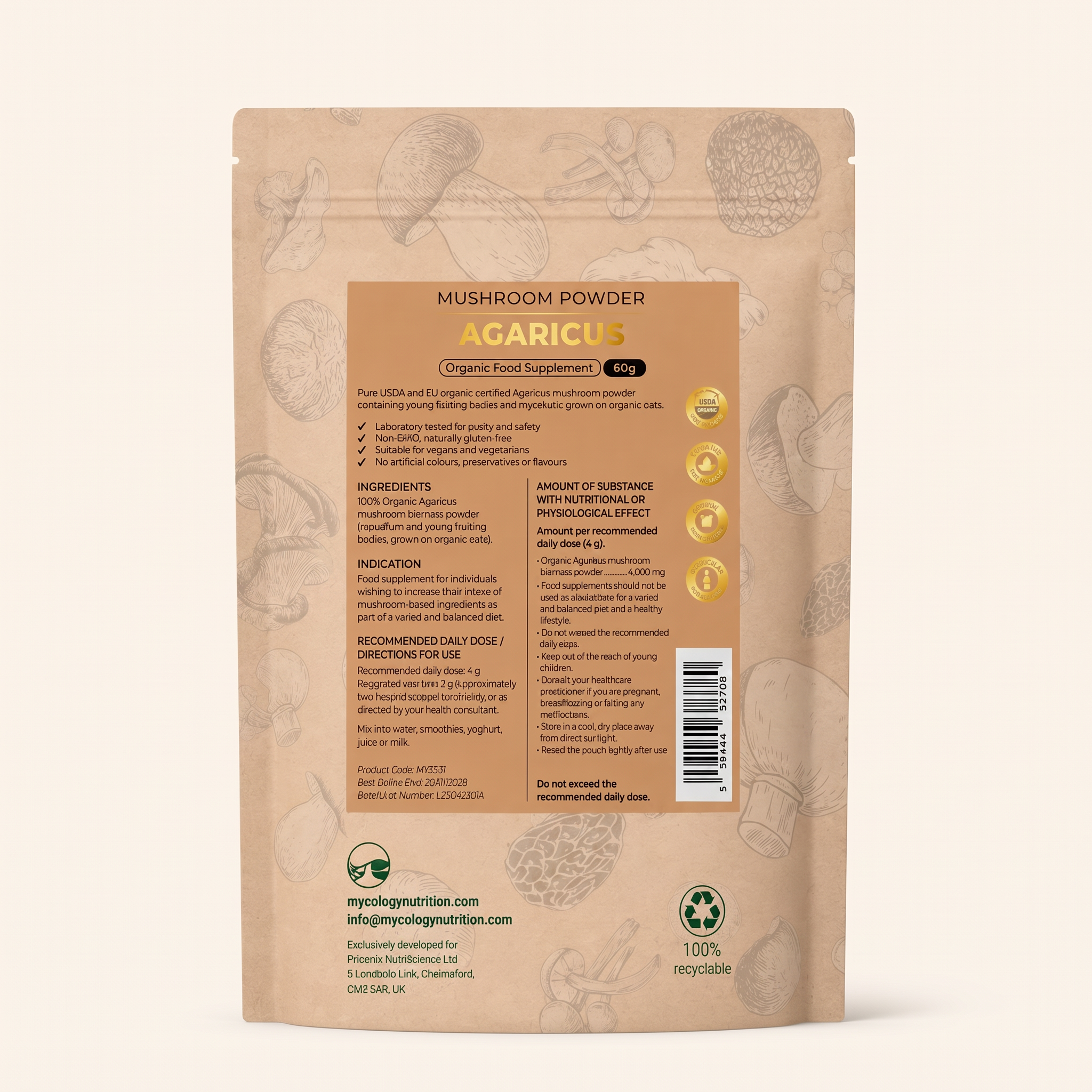 Agaricus Mushroom Powder · Daily Wellness · 60g