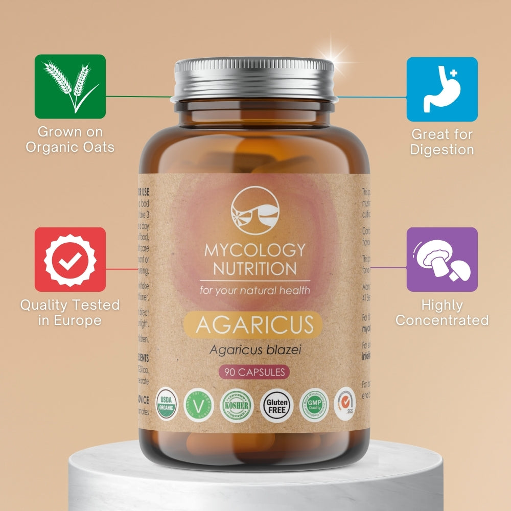 Agaricus Mushroom Capsules | Ji Song Rong | Immunity-Boosting Mushroom | Support Digestion | Maintain Wellbeing | Highly Concentrated Supplement | 90 Capsules