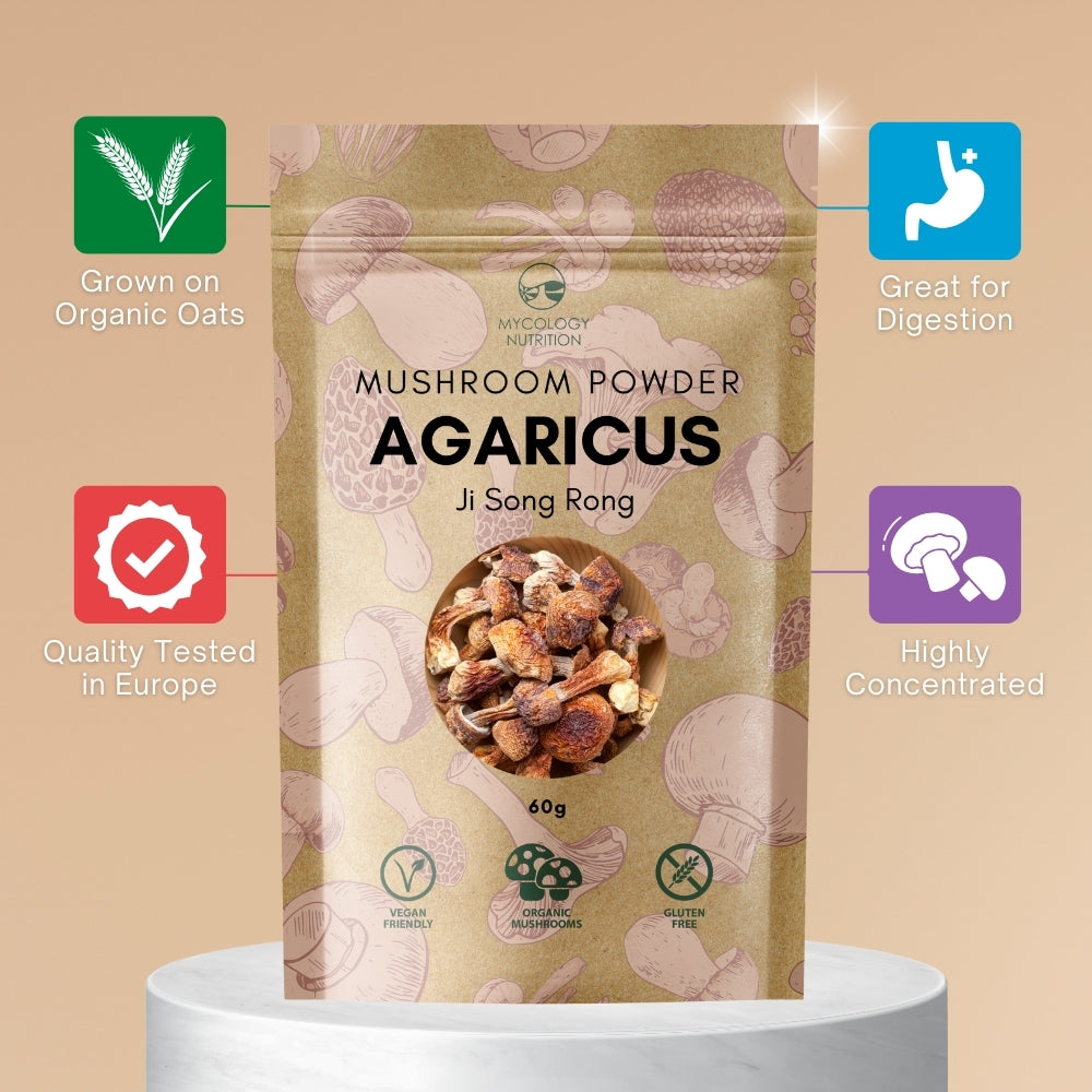 Agaricus Mushroom Powder | Ji Song Rong | Immunity-Boosting Mushroom | Support Digestion | Maintain Wellbeing | Highly Concentrated Supplement | 60g