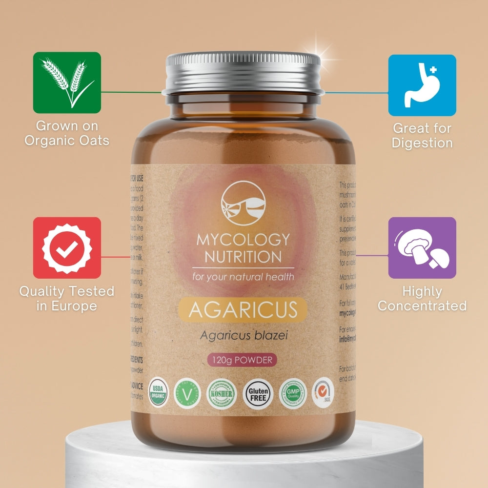 Agaricus Mushroom Powder | Ji Song Rong | Immunity-Boosting Mushroom | Support Digestion | Maintain Wellbeing | Highly Concentrated Supplement | 120g