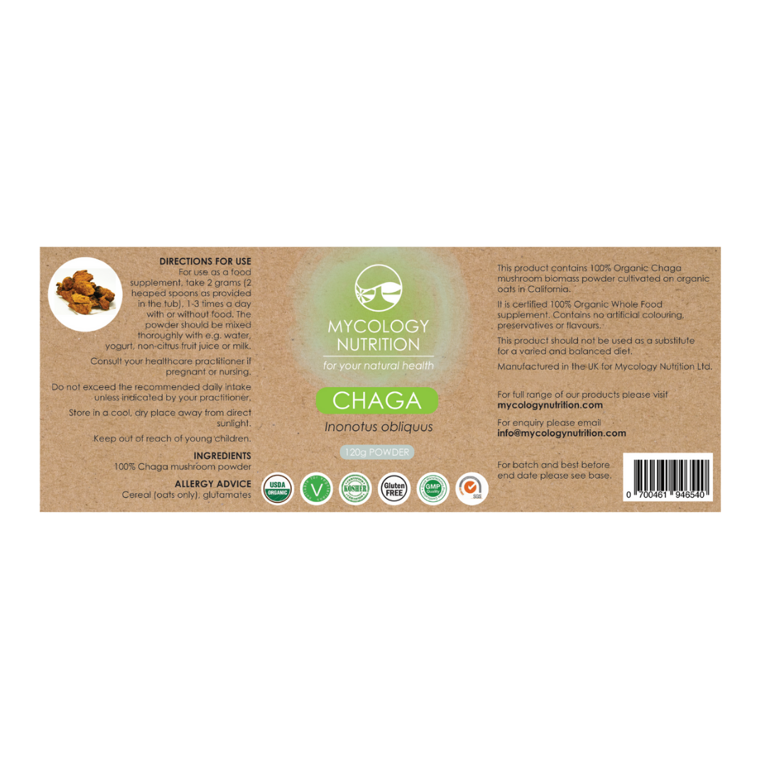 Chaga Mushroom Powder - directions for use, ingredients and allergy advice