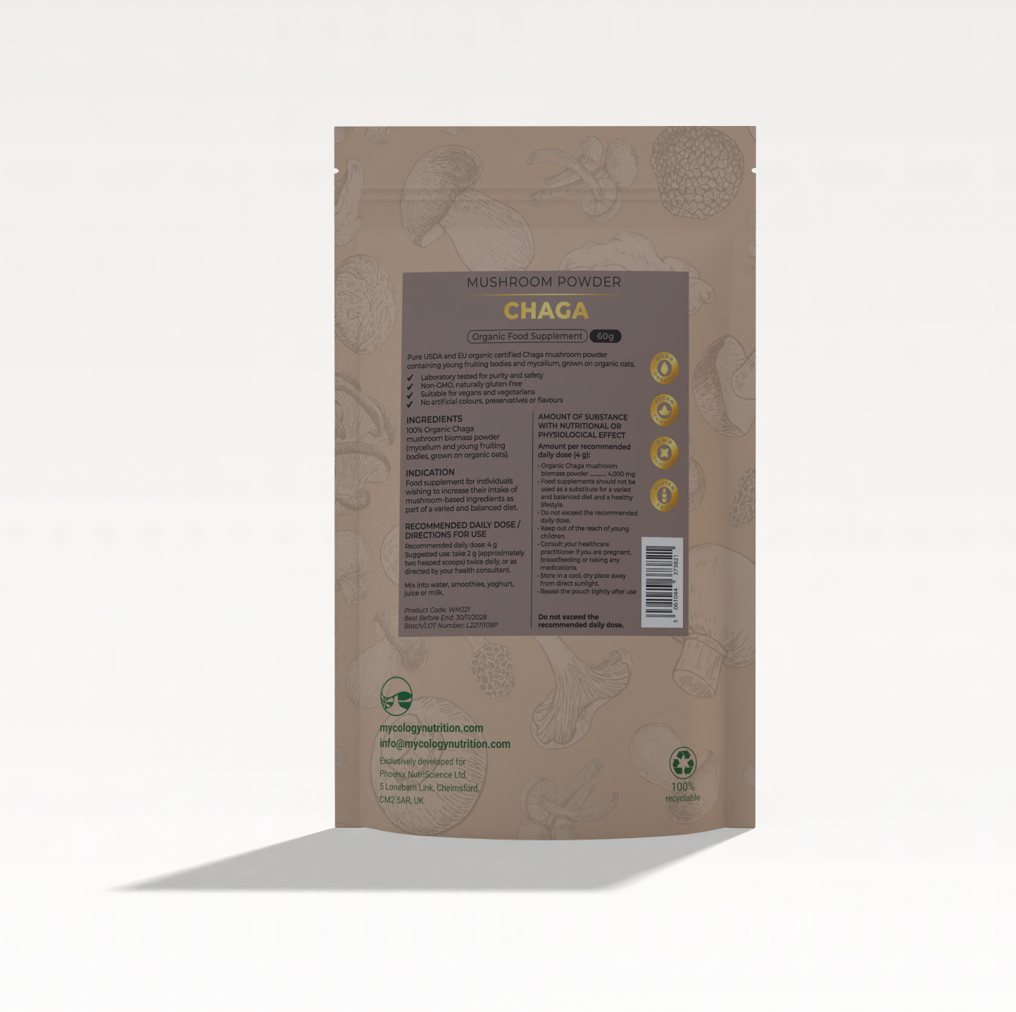Chaga Mushroom Powder · Immune Support · 60g