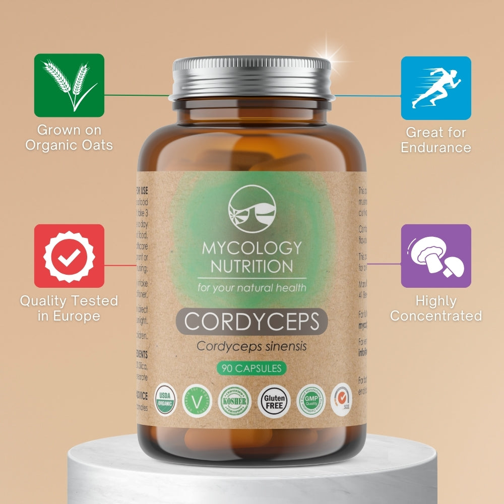 Cordyceps Mushroom Capsules | Dong Chong Xia Cao | Enhance Energy | Boost Immunity | Respiratory Support | Anti-Aging | Highly Concentrated Supplement | 90 Capsules