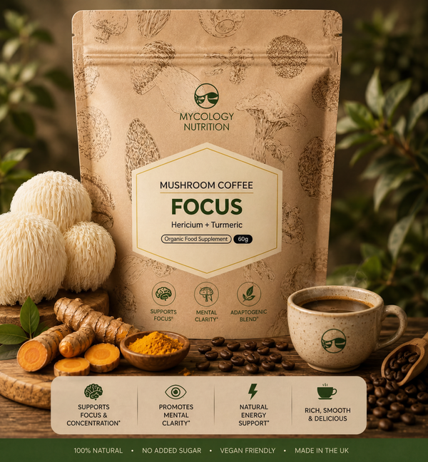 Focus Mushroom Coffee – Lion’s Mane & Turmeric Blend, 60g