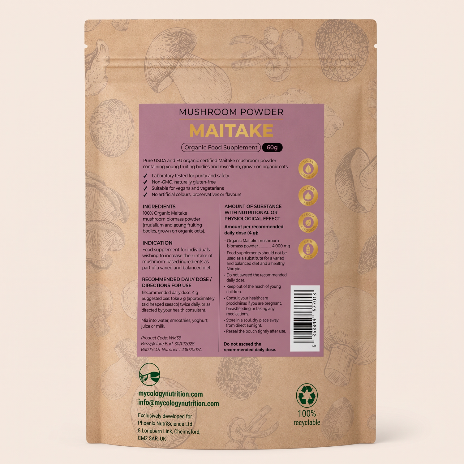 Maitake Mushroom Powder · Immune Support · 60g