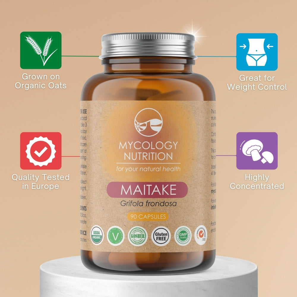 Maitake Mushroom Capsules | Hui Shu Hua | Support Immunity | Aid Blood Sugar | Weight Management | Cardiovascular Boosting | Highly Concentrated Supplement | 90 Capsules