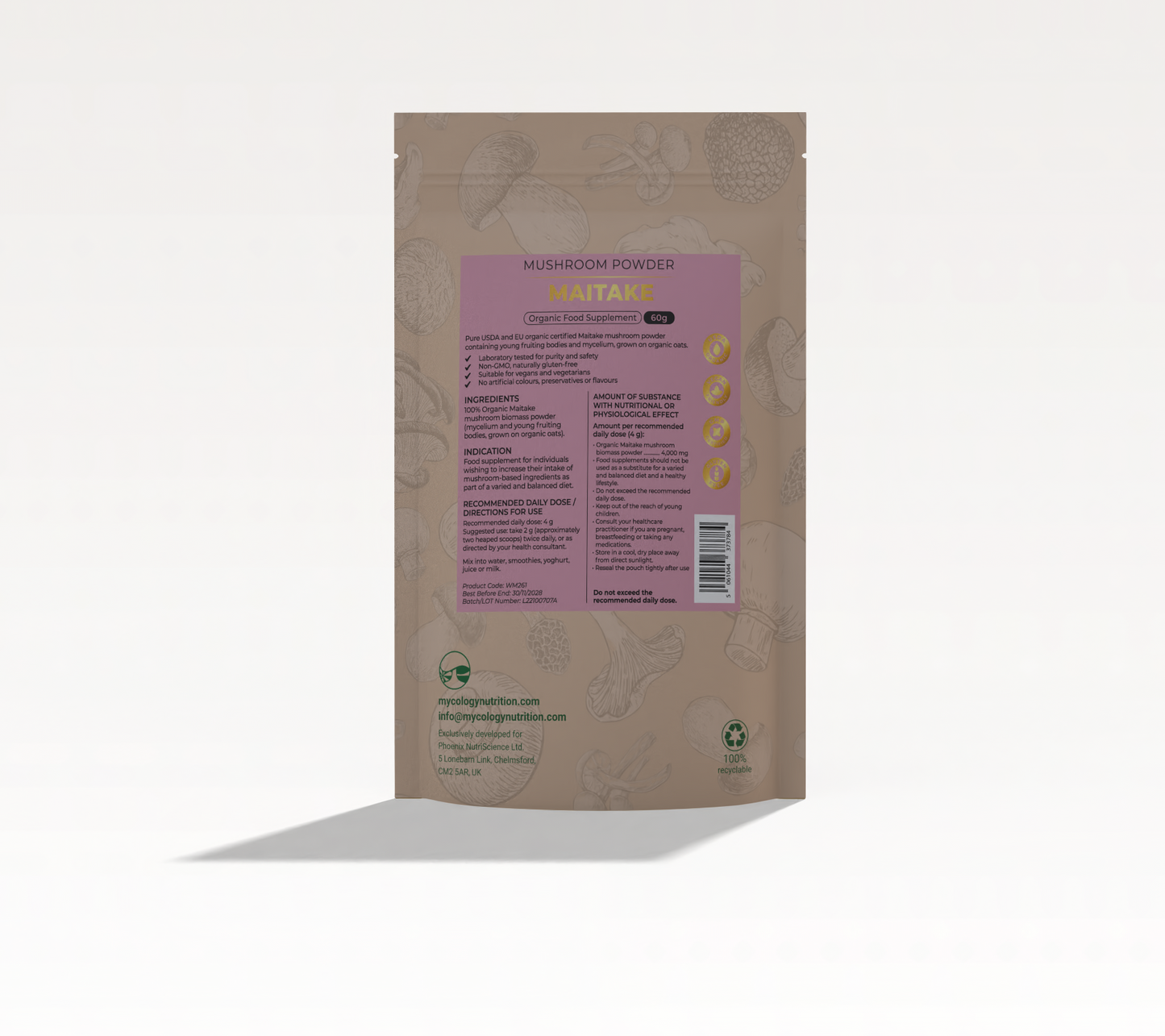 Maitake Mushroom Powder – Whole-Food Grifola, 60g