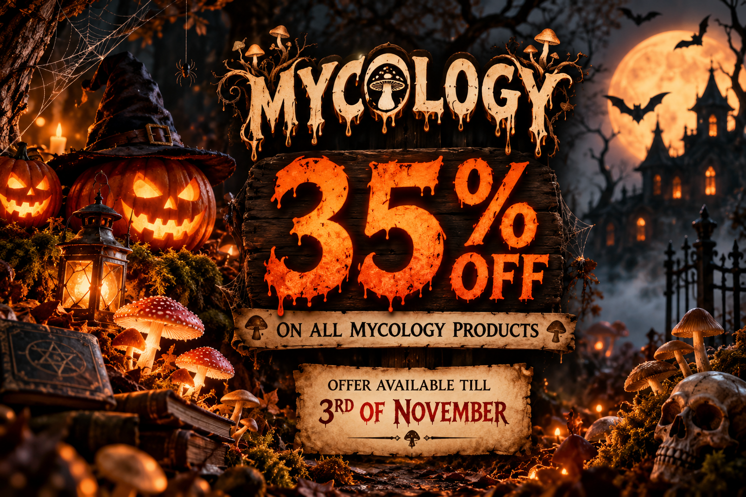 Mycology Halloween sale – 35% off all Mycology products, offer available till 3rd of November