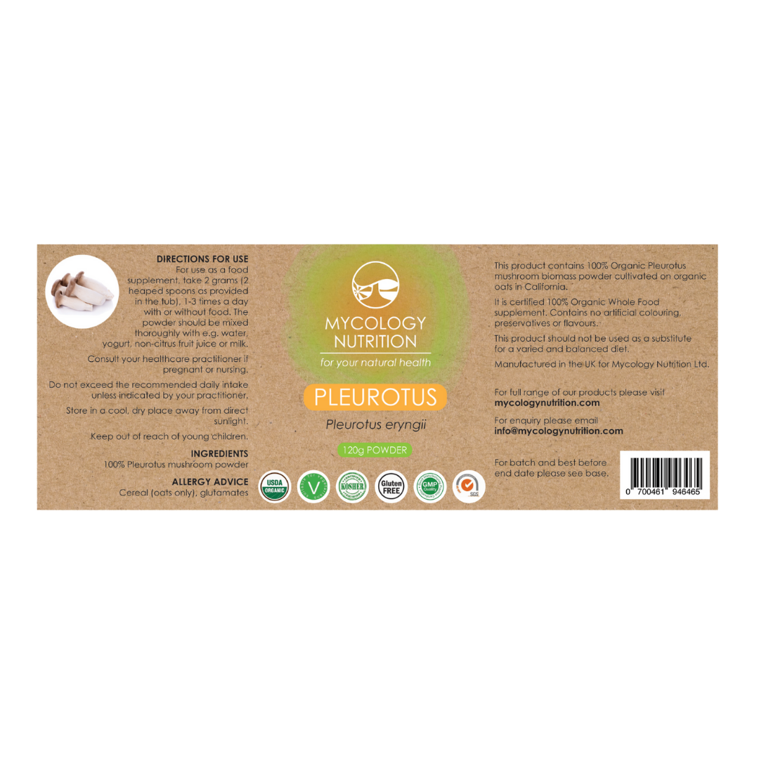 Oyster Mushroom Powder | Pleurotus Ping Gu | Boost Immunity | Aid Heart Health | Help Digestion | High in Vitamins & Minerals | Highly Concentrated Supplement | 120g
