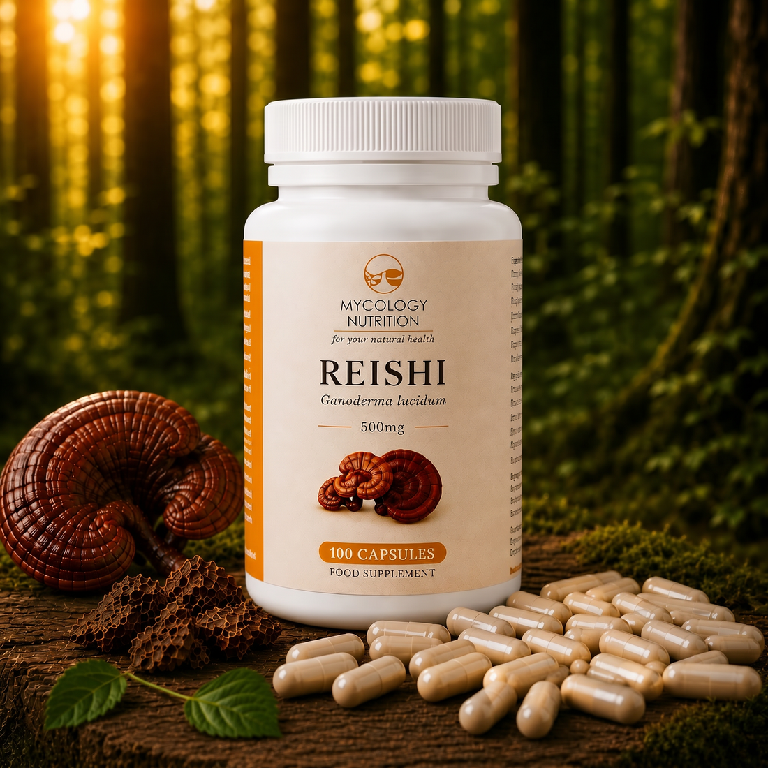 Reishi Mushroom Capsules · Sleep &amp; Calm · 100 Capsules