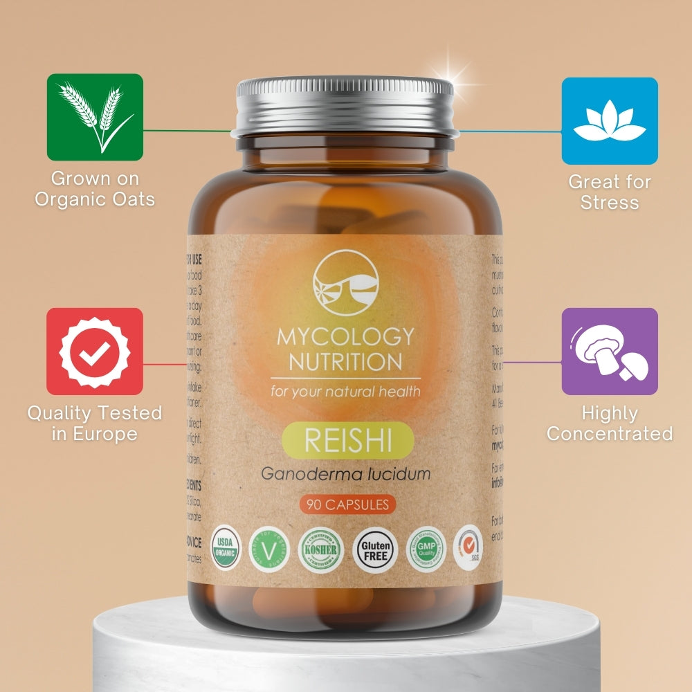 Reishi Mushroom Capsules | Ling Zhi | Reduce Stress | Promote Immunity | Manage Sleep | Detoxify Liver | Highly Concentrated Supplement | 90 Capsules