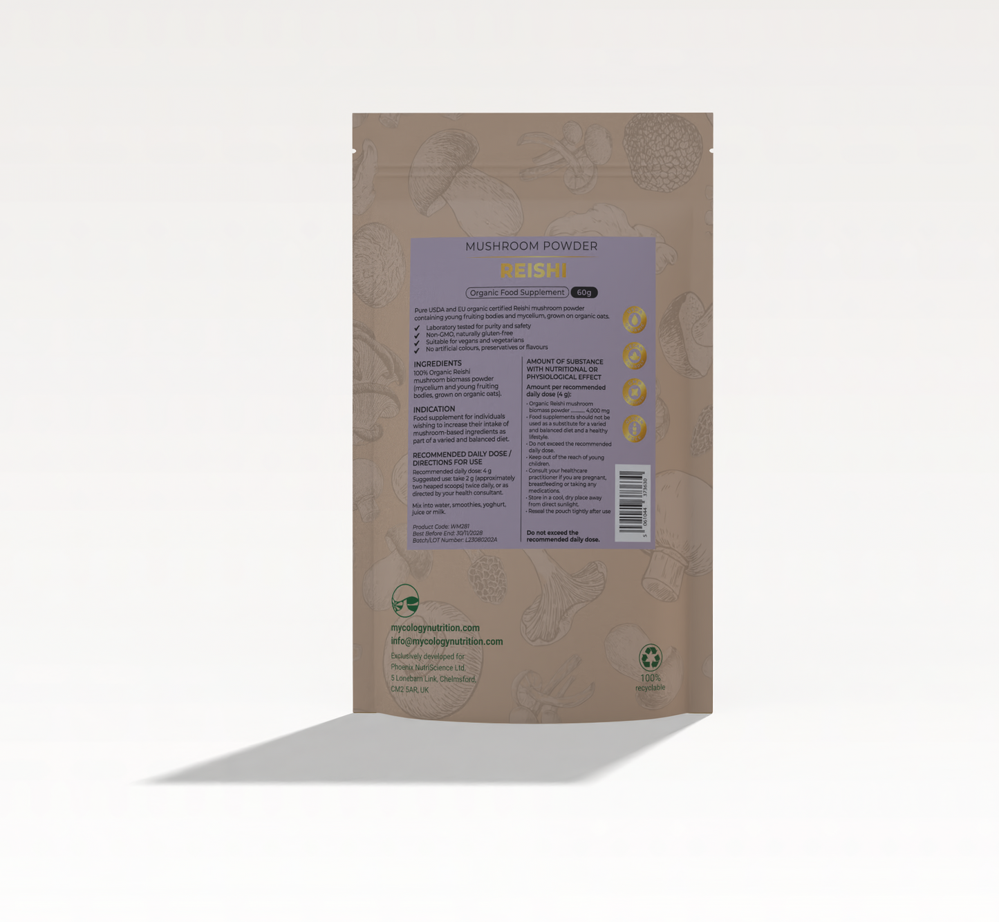 Reishi Mushroom Powder · Sleep & Calm · 60g