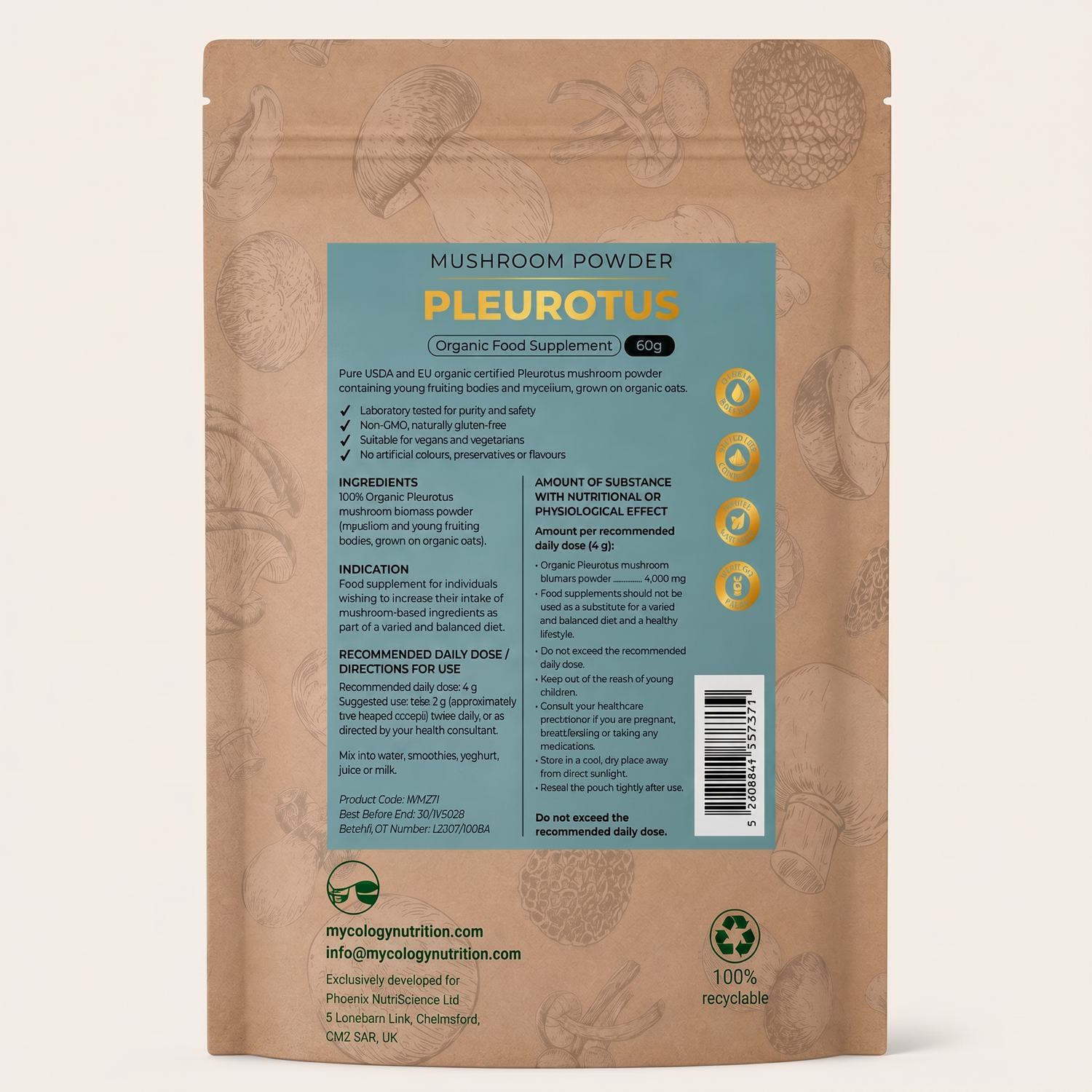 Oyster Mushroom Powder · Daily Wellness · 60g