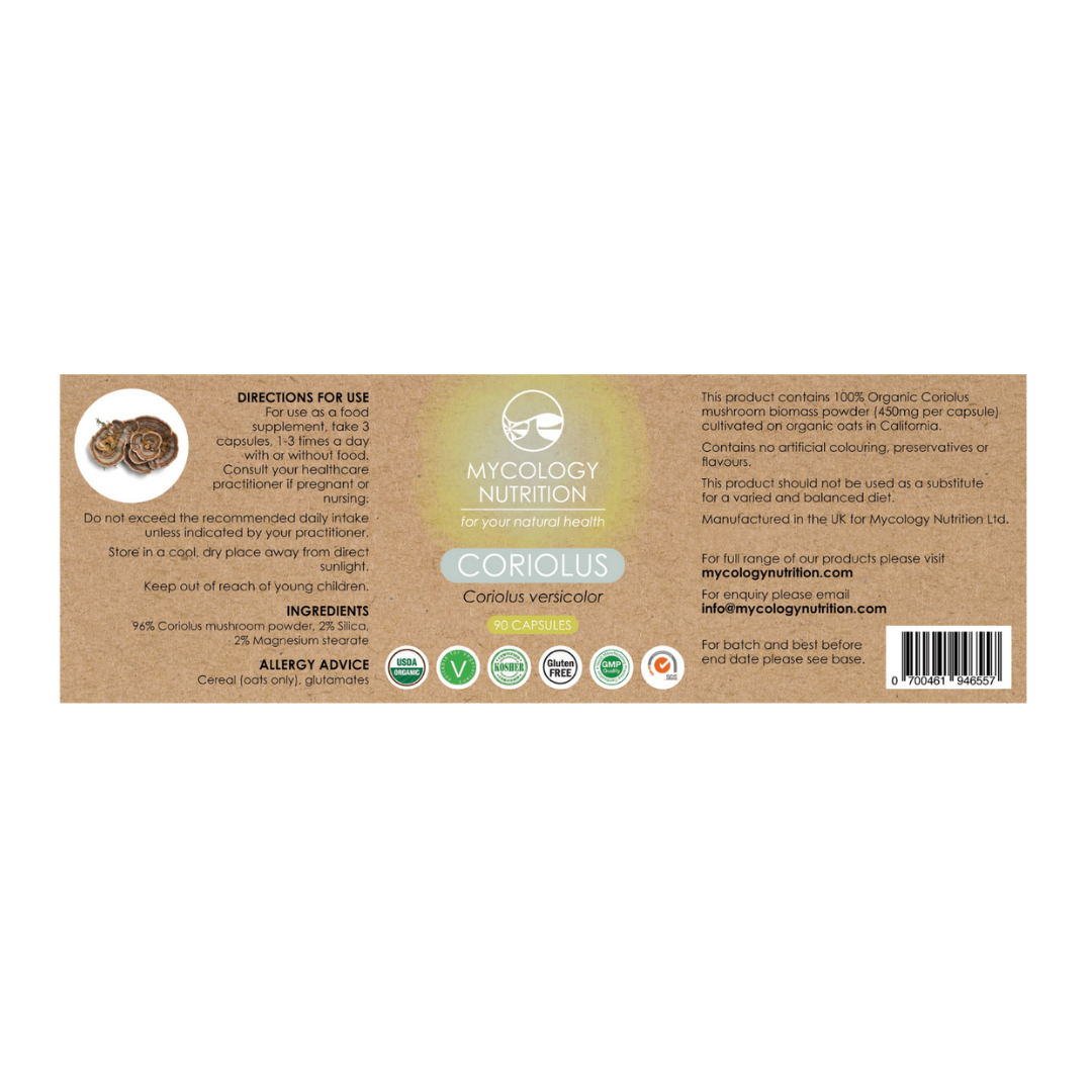 Turkey Tail (Coriolus) Mushroom Supplements | 100% Organic Mushroom